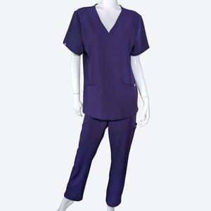 FIGS Purple Set with Casma Three-Pocket Scrub Top & Yola Skinny Scrub Pants | M